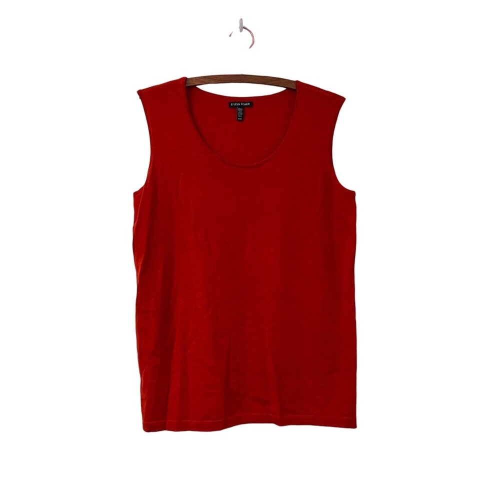 Eileen Fisher Burnt Orange Merino Wool Sleeveless Lightweight Tank Top Medium